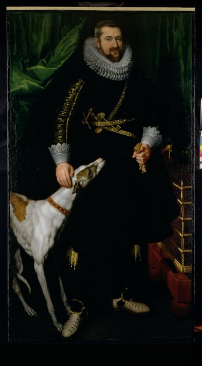 Portret van een heer, vermoedelijk van de familie Coudenhouve uit Vlaanderen, c.1610-20 door Hispano Flemish School